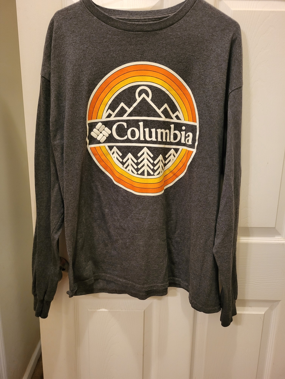 Columbia Men's Gray Long Sleeve Logo Sweatshirt with Orange Graphic